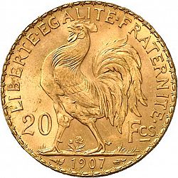 Large Reverse for 20 Francs 1907 coin
