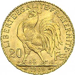 Large Reverse for 20 Francs 1909 coin