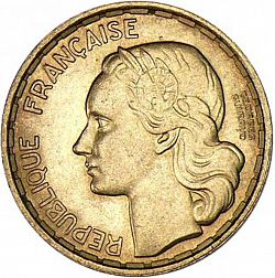 Large Obverse for 20 Francs 1950 coin