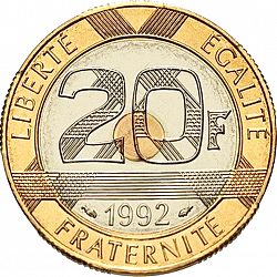Large Reverse for 20 Francs 1992 coin