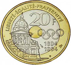 Large Reverse for 20 Francs 1994 coin