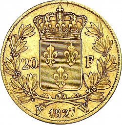 Large Reverse for 20 Francs 1827 coin