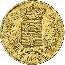 Large Reverse for 20 Francs 1828 coin