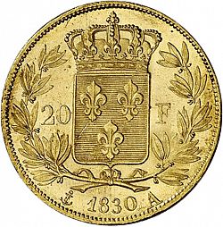 Large Reverse for 20 Francs 1830 coin