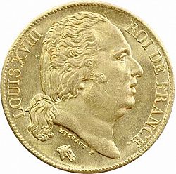 Large Obverse for 20 Francs 1819 coin