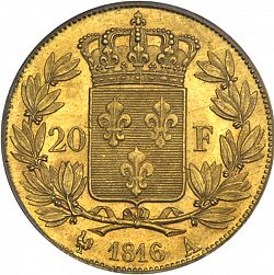 Large Reverse for 20 Francs 1816 coin