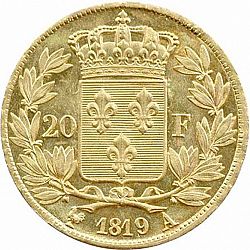 Large Reverse for 20 Francs 1819 coin