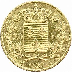 Large Reverse for 20 Francs 1820 coin