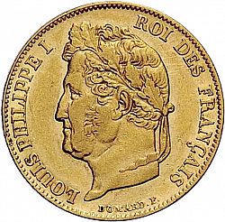 Large Obverse for 20 Francs 1840 coin