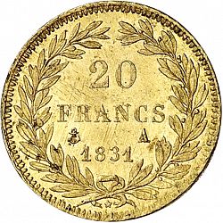 Large Reverse for 20 Francs 1831 coin