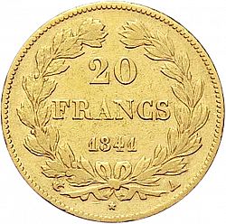 Large Reverse for 20 Francs 1841 coin