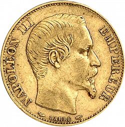 Large Obverse for 20 Francs 1854 coin