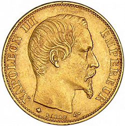 Large Obverse for 20 Francs 1860 coin
