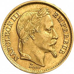 Large Obverse for 20 Francs 1863 coin