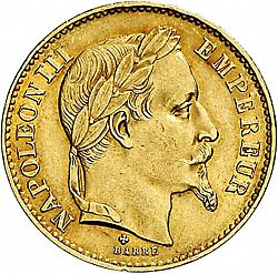 Large Obverse for 20 Francs 1869 coin