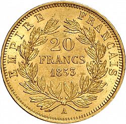 Large Reverse for 20 Francs 1853 coin