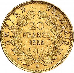 Large Reverse for 20 Francs 1855 coin