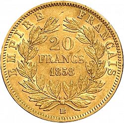 Large Reverse for 20 Francs 1858 coin