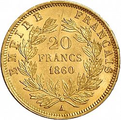 Large Reverse for 20 Francs 1860 coin