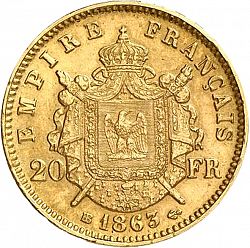 Large Reverse for 20 Francs 1863 coin
