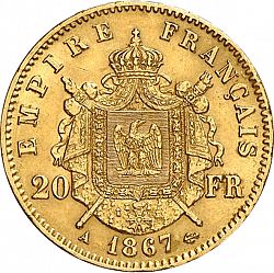 Large Reverse for 20 Francs 1867 coin