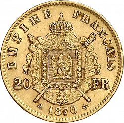 Large Reverse for 20 Francs 1870 coin