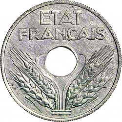 Large Obverse for 20 Centimes 1942 coin