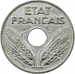 Large Obverse for 20 Centimes 1944 coin