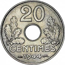 Large Reverse for 20 Centimes 1944 coin