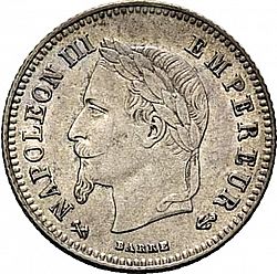 Large Obverse for 20 Centimes 1866 coin