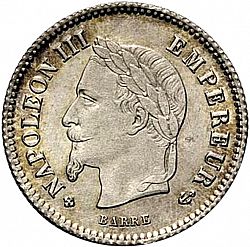 Large Obverse for 20 Centimes 1867 coin