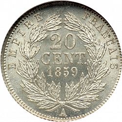 Large Reverse for 20 Centimes 1859 coin