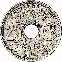 Large Reverse for 25 Centimes 1916 coin