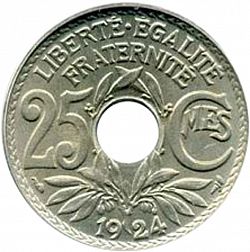 Large Reverse for 25 Centimes 1924 coin