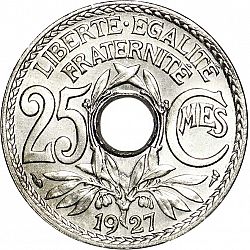 Large Reverse for 25 Centimes 1927 coin