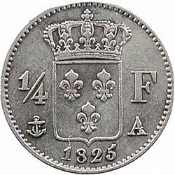 Large Reverse for 1/4 Franc 1825 coin
