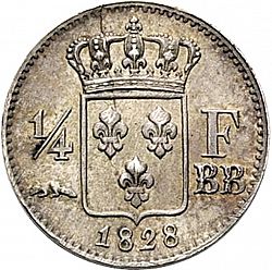 Large Reverse for 1/4 Franc 1828 coin
