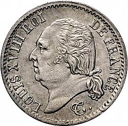 Large Obverse for 1/4 Franc 1818 coin