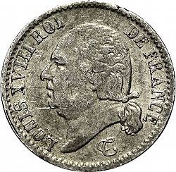 Large Obverse for 1/4 Franc 1823 coin