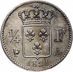 Large Reverse for 1/4 Franc 1821 coin