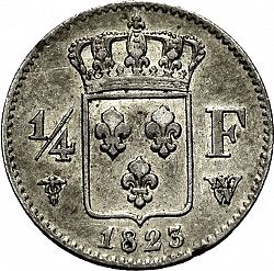 Large Reverse for 1/4 Franc 1823 coin
