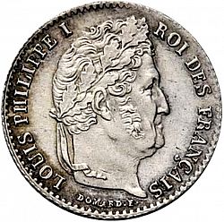 Large Obverse for 1/4 Franc 1835 coin