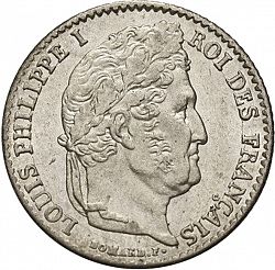 Large Obverse for 1/4 Franc 1837 coin