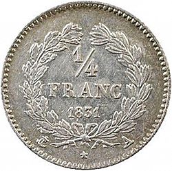 Large Reverse for 1/4 Franc 1831 coin