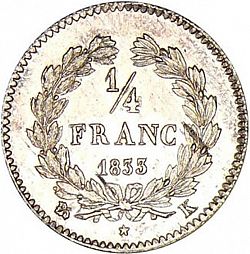 Large Reverse for 1/4 Franc 1833 coin