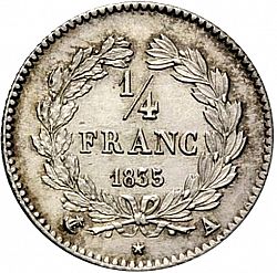 Large Reverse for 1/4 Franc 1835 coin