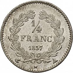 Large Reverse for 1/4 Franc 1837 coin
