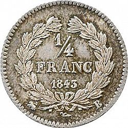 Large Reverse for 1/4 Franc 1843 coin