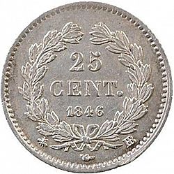 Large Reverse for 25 Centimes 1846 coin