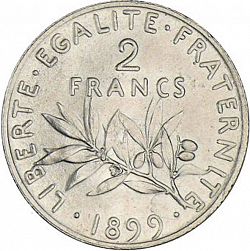 Large Reverse for 2 Francs 1899 coin